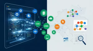 Ilustração representando quanto custa criar um site profissional em 2026, com elementos de desenvolvimento web e planejamento digital - Digital Gomes Web Designer Especializado em IA